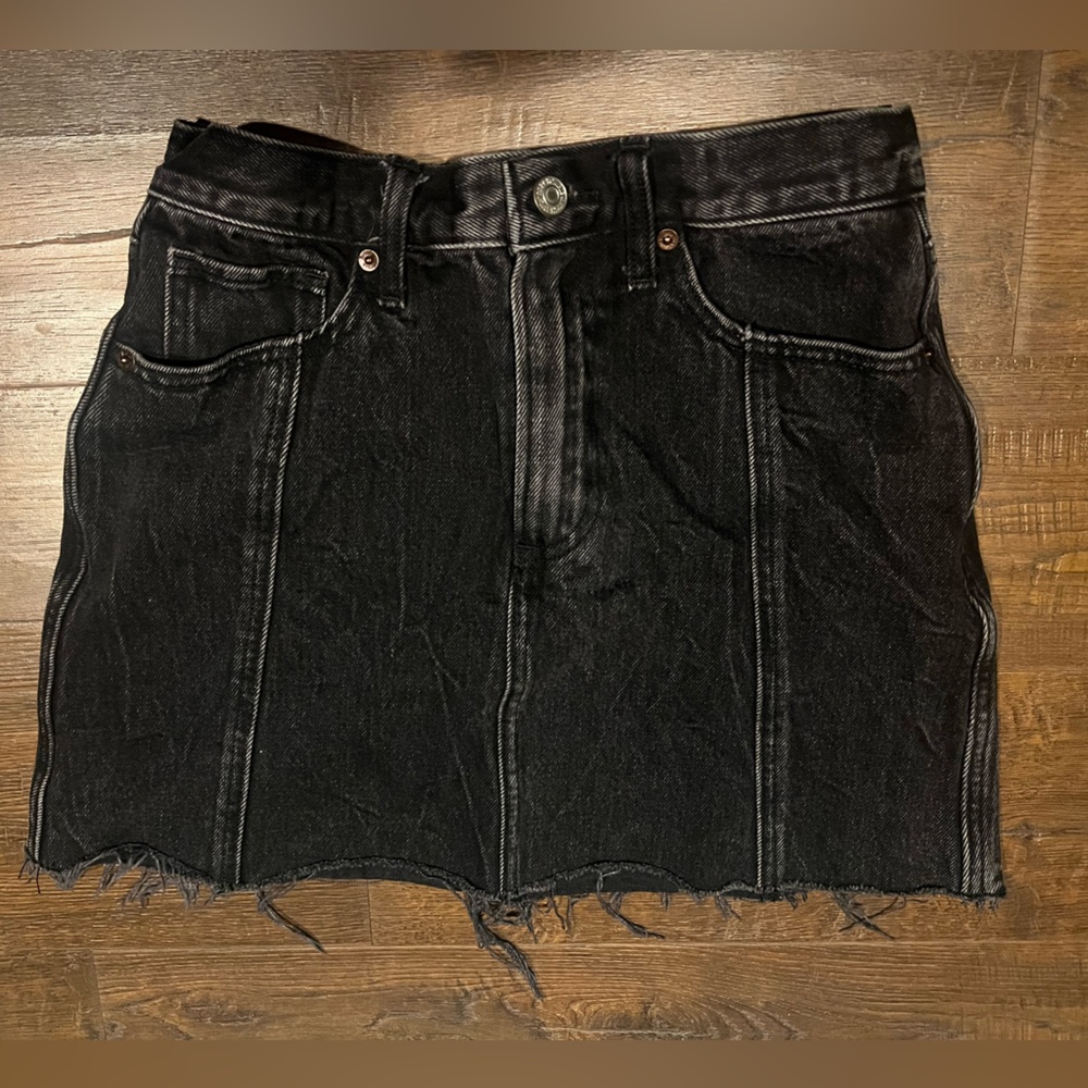 Abercrombie & Fitch Black Denim Cutoff Skirt